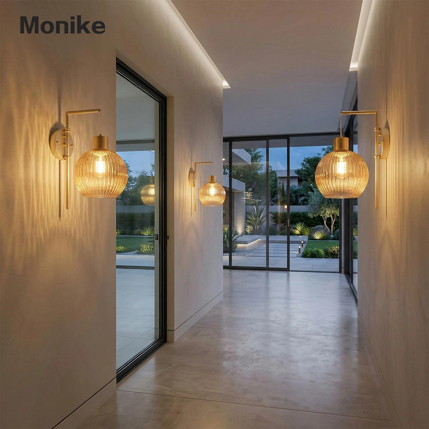 gold glass wall light